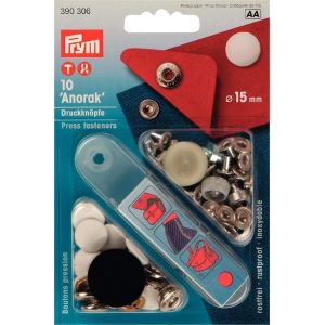 プリム Prym プリム スナップボタン Anorak キット付 φ15mm 10組入 ホワイト PRM390306 Prym