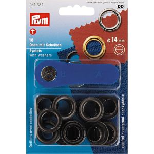 プリム Prym プリム 両面ハトメ アイレット φ14mm 10組入 ブラックニッケル PRM541384 Prym