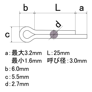 エヌティービー NTB エヌティービ SCP-3025 割りピン 3×25mm スチール 20本入
