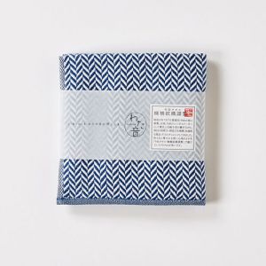 楠橋紋織 楠橋紋織 くすばしタオル わた音 ヘリンボン ハンカチタオル 25cm×25cm ネイビー 1-65608-86-KON