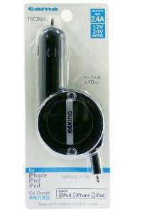 多摩電子工業 tamas 多摩電子工業 Lightningカーチャージャー コードリール2.4A TIKC06LK