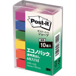 スリーエム 3M スリーエム 3M 6831M ポスト・イット ジョーブ 44×10mm 120枚×10パッド 6色混色