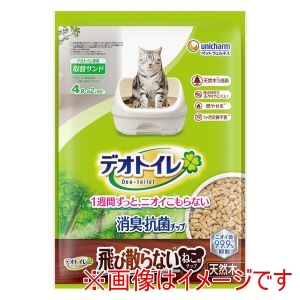 ユニチャーム unicham ユニチャーム デオトイレ 消臭 抗菌チップ天然木 飛び散らないねこ型チップ 4.0L