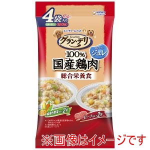 ユニチャーム unicham ユニチャーム グラン・デリ 100%国産鶏肉パウチ 総合栄養食ジュレ 成犬用 緑黄色野菜入り&ビーフ入り 65g×4袋