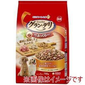 ユニチャーム unicham ユニチャーム グラン デリ ふっくら仕立て ビーフ 鶏ささみ 緑黄色野菜 チーズ 角切りビーフ粒入り 750g