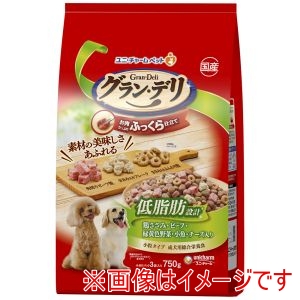 ユニチャーム unicham ユニチャーム グラン デリ ふっくら仕立て 低脂肪 鶏ささみ ビーフ 緑黄色野菜 小魚 チーズ 角切りビーフ粒入り 750g
