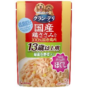 ユニチャーム Unicharm ユニチャーム グラン デリ 銀のさら パウチ 国産鶏ささみ入り ほぐし 13歳以上用 緑黄色野菜入り 80g