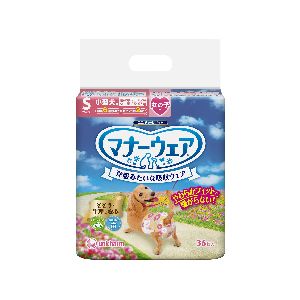 ユニチャーム Unicharm ユニチャーム マナーウェア 女の子用 Sサイズ 小型犬用 ピンクリボン 青リボン 36枚 犬 おむつ