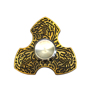 輸入特価アウトレット クロス柄 指スピナー ゴールド fidget toy イライラ防止に