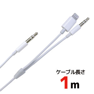輸入特価アウトレット iPhone端子（オス） - 3.5ステレオオス×2 変換ケーブル 1m