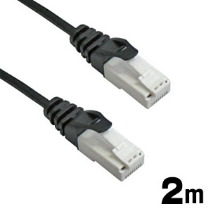 輸入特価アウトレット LANケーブル スリムタイプ 極細 2m ブラック ツメ折れ防止 CAT6対応