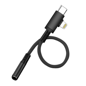 あきばお～ TypeC Iphone 3.5mm変換ケーブル ブラック