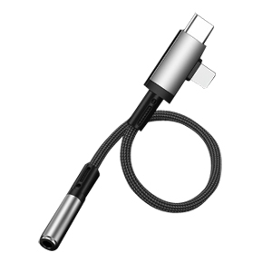 あきばお～ TypeC Iphone 3.5mm変換ケーブル シルバー