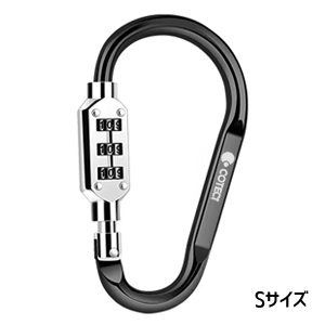 あきばお～ ダイヤルロック付 カラビナ S ブラック