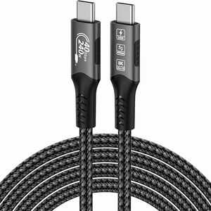 あきばお～ Type-C USBケーブル 高速 USB4.0対応 40Gbps 240W 8K 60Hz 映像主力対応 グレー
