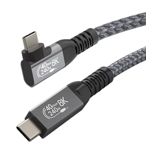 あきばお～ Type-C USBケーブル サイドL字型 高速 USB4.0対応 40Gbps 240W 8K 60Hz 映像主力対応 30cm
