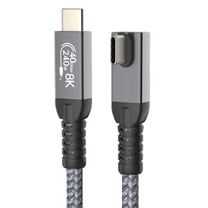 あきばお～ Type-C USBケーブル L字型 90度 高速 USB4.0対応 40Gbps 240W 8K 60Hz 映像主力対応 30cm