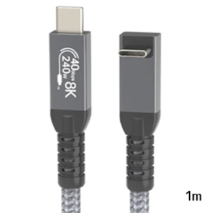 あきばお～ Type-C USBケーブル L字型 90度 高速 USB4.0対応 40Gbps 240W 8K 60Hz 映像主力 1m