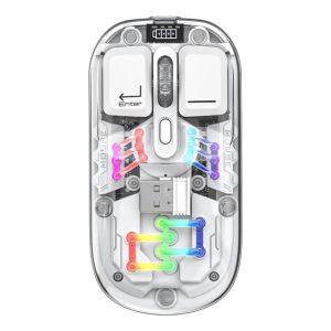 あきばお～ 透明マウス ワイヤレスマウス Bluetooth デュアルモード ホワイト