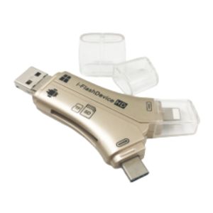 あきばお～ SD microSD マルチカードリーダー ゴールド