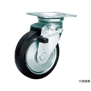シシク SISIKU シシク WJB-100 スタンダードプレスキャスター ゴム車輪 自在ストッパー付 100径 SISIKU