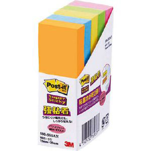 スリーエム 3M スリーエム 3M 500-5SSAN ポストイット強粘着ふせん ネオンカラー 75x25mm 蛍光混色 5個パック