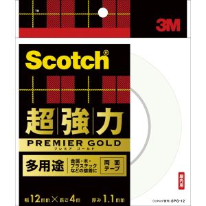 スリーエム 3M スリーエム 3M SPG-12 スコッチ 超強力両面テープ プレミアゴールド 多用途 12mm×4m