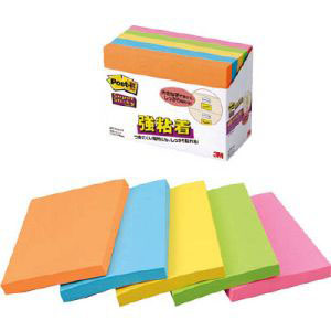 スリーエム 3M スリーエム 3M 657-5SSAN ポストイット強粘着ノート ネオンカラー 75x100mm 蛍光混色 5個パック