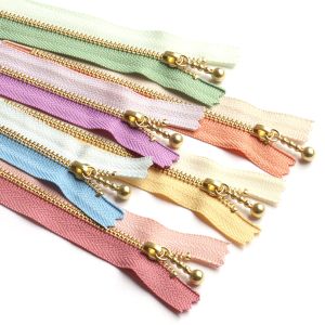 日本紐釦貿易 Nippon Chuko NBK Y.K.K 玉付きファスナー コンビカラー 金具ゴールド 6本セット 25cm 3G25-C6MIX 日本紐釦貿易