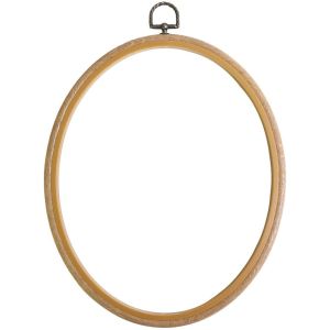 日本紐釦貿易 Nippon Chuko NBK 刺しゅう枠 木製風 プチフレーム 楕円 大 内径19x24cm 外径22x37cm ブラウン JSP-14 日本紐釦貿易