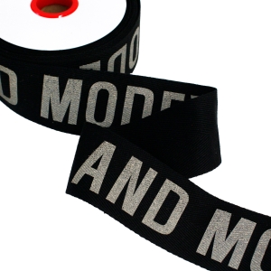 日本紐釦貿易 Nippon Chuko NBK 広幅 モードデザイン ロゴテープ コットン 巾約50mm 15m巻 ブラック KLT3-1 日本紐釦貿易