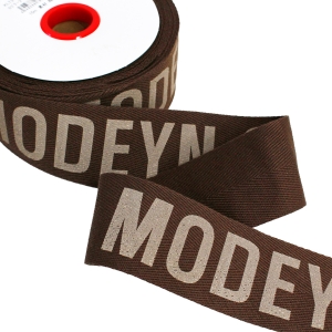 日本紐釦貿易 Nippon Chuko NBK 広幅 モードデザイン ロゴテープ コットン 巾約50mm 15m巻 ダークブラウン KLT3-4 日本紐釦貿易