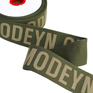 日本紐釦貿易 Nippon Chuko NBK 広幅 モードデザイン ロゴテープ コットン 巾約50mm 15m巻 カーキ KLT3-5 日本紐釦貿易