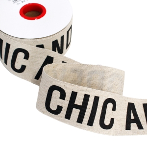 日本紐釦貿易 Nippon Chuko NBK 広幅 モードデザイン ロゴテープ コットン 巾約50mm 15m巻 生成 KLT3-7 日本紐釦貿易