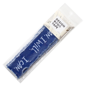 日本紐釦貿易 Nippon Chuko NBK デニム調フレイドロゴテープ サイドフリンジ 巾約36mm 1.5mカット ブルー KLT101-5 日本紐釦貿易