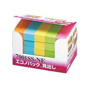 スリーエム 3M スリーエム 3M 7001SS-NE ポストイットエコノパック 強粘着見出し 50x15mm 蛍光混色 25個パック