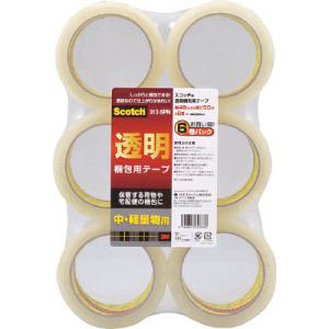 スリーエム 3M スリーエム 3M 313 6PN スコッチ 透明梱包用テープ 6巻パック 48mm x 50m