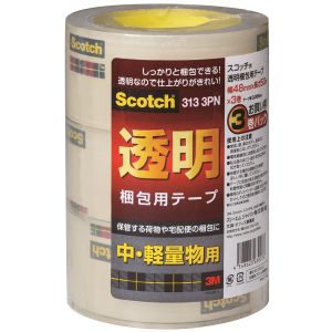 スリーエム 3M スリーエム 3M 313 3PN スコッチ 透明梱包用テープ 3巻パック 48mm x 50m