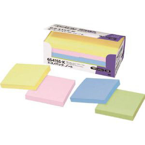 スリーエム 3M スリーエム 3M 6541SS-K ポストイット 強粘着 75×75mm 90枚×10パッド 4色混色