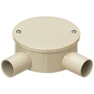 未来工業 ミライ 未来工業 PVM28-2LKJ 露出用丸型ボックス カブセ蓋 2方出 L  適合管:VE28 グレー PVM28-2LK