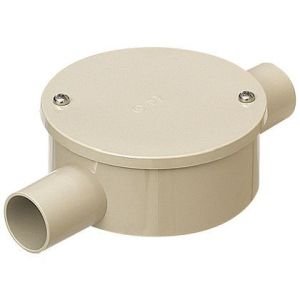 未来工業 ミライ 未来工業 PVM22-2SKJ 露出用丸型ボックス カブセ蓋 2方出 S  適合管:VE22 ベージュ