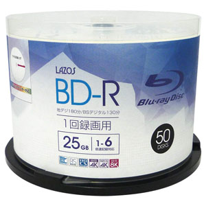 lazos ラソス ラソス BD-R 25GB 1-6倍速対応 50枚 L-B50P lazos