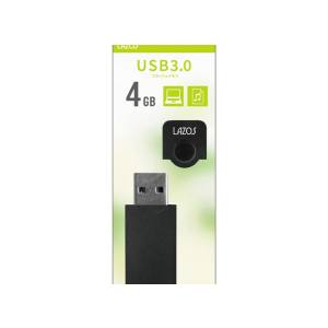 LAZOS ラソス L-US4-CPB USBメモリ 4GB USB3.0 キャップ式 ブラック LAZOS