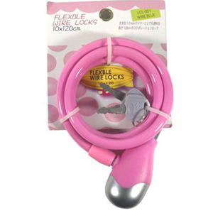 サギサカ サギサカ 自転車 鍵 フレキシブルワイヤーロック ピンク 10×120cm