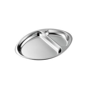 赤川器物製作所 赤川器物 2ツ割 深型 オーバル ランチ プレート サテン仕様 18-8