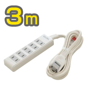 朝日電器 エルパ ELPA エルパ LPT-503N W コンパクト タップ5口 3m ELPA 朝日電器