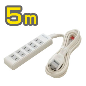 朝日電器 エルパ ELPA エルパ LPT-505N W コンパクト タップ5口 5m ELPA 朝日電器