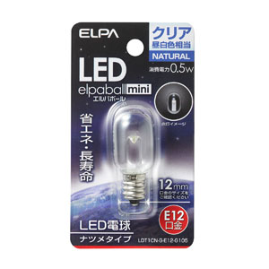 朝日電器 エルパ ELPA エルパ LDT1CN-G-E12-G105 LEDナツメ球 電球 E12 クリア昼白色 ELPA 朝日電器