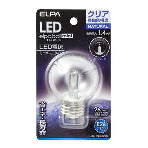 朝日電器 エルパ ELPA エルパ LDG1CN-G-G275 LED装飾電球 ミニボール球形 E26 G50 クリア昼白色 ELPA 朝日電器