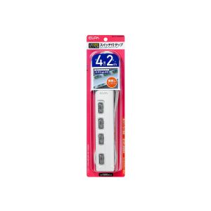 朝日電器 エルパ ELPA エルパ WLS-LY42EB W スイッチ付タップ LEDランプ 横挿し 4個口 2m ELPA 朝日電器